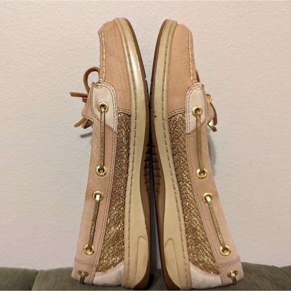 SPERRY Angelfish Sequin Slip On Tan Leather Loafers Boat Shoes Moccasins - Picture 5 of 12